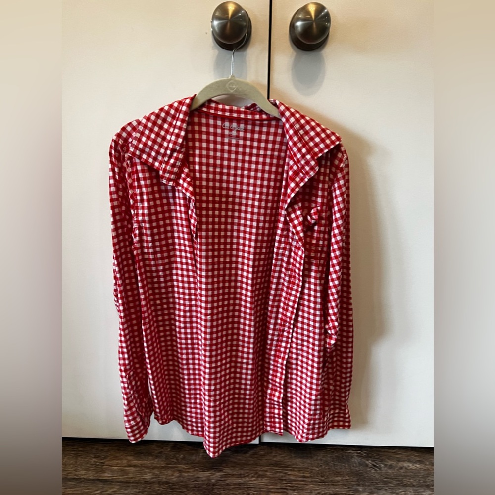 Cat and Jack red boys button up gingham shirt